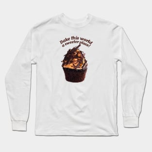 Chocolate Cupcake with Caramel Frosting and Chocolate Shaves Long Sleeve T-Shirt